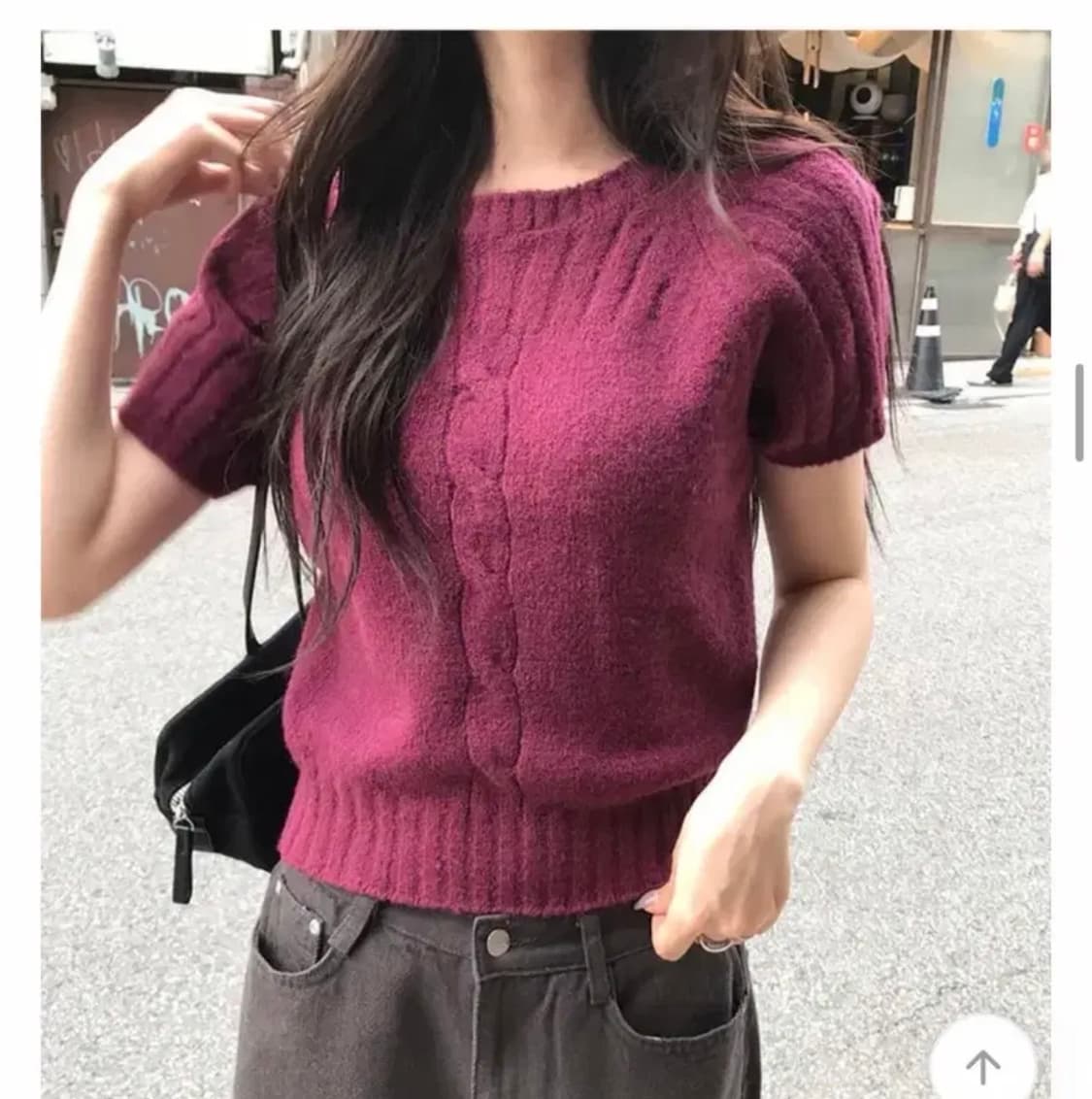 Nearwear 니어웨어 꽈배기 반팔니트 퍼플 상품이미지3