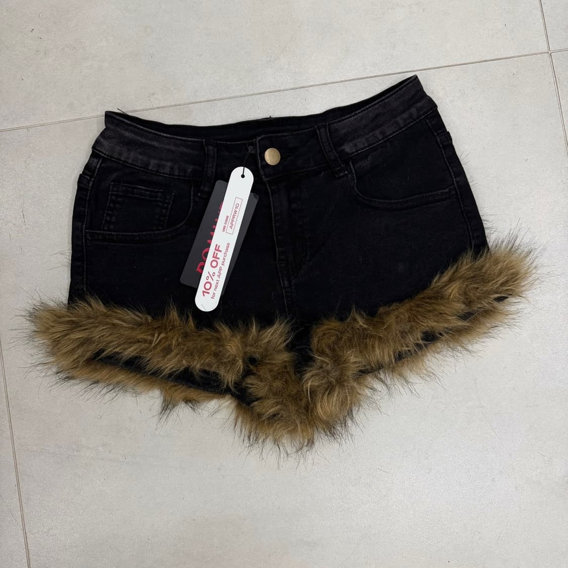 Y2k Vintage Fur denim shorts 상품이미지3