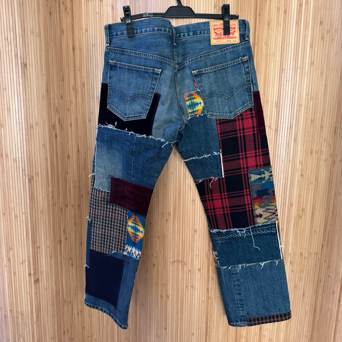 준야와타나베x펜들턴x리바이스 패치워크 데님 팬츠 상품이미지3