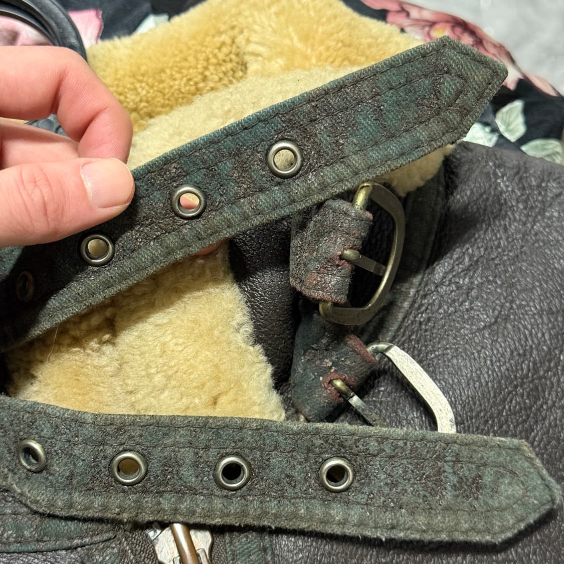 90-00s 100% 쉽스킨 양가죽 , 양털 B-3 무스탕 자켓 상품이미지7