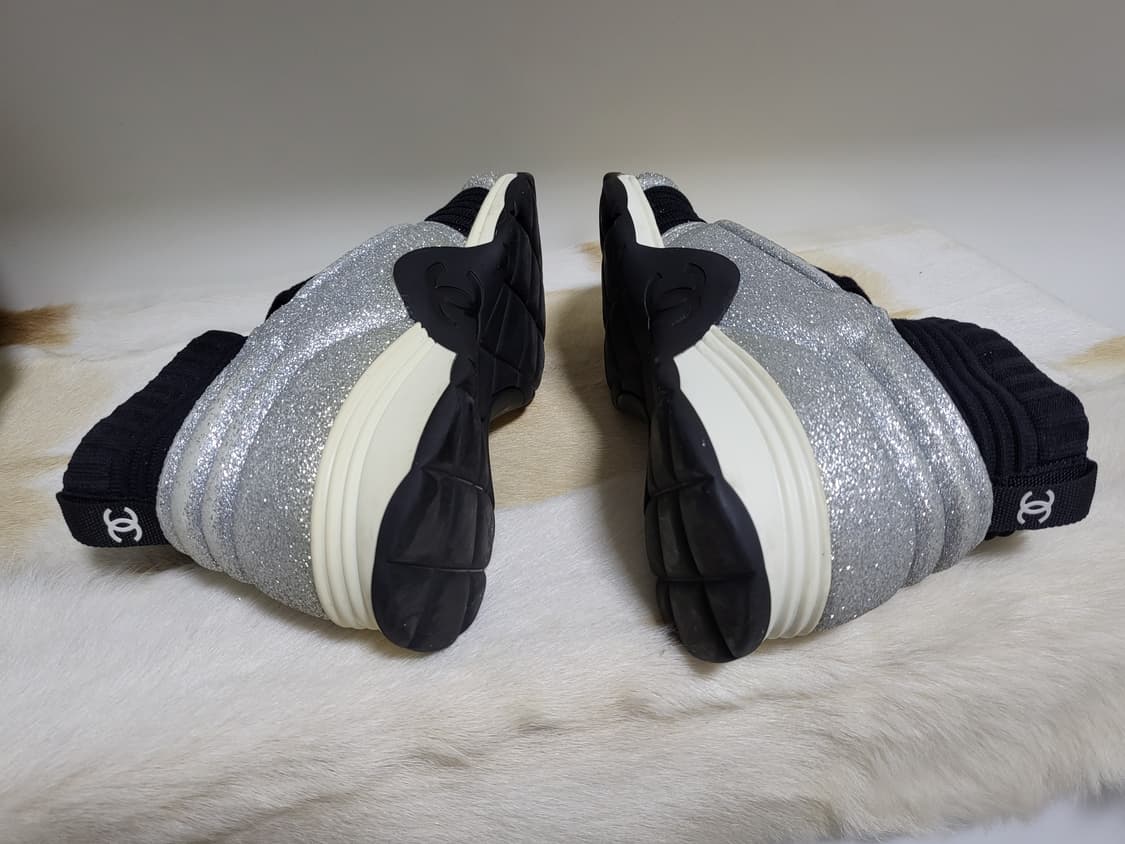 *빅세일*(정품)샤넬 니트 삭스 스니커즈 블랙/실버 220-230 상품이미지4