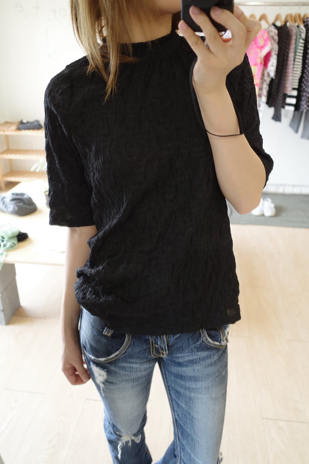 Pleated Black T-Shirts  상품이미지3