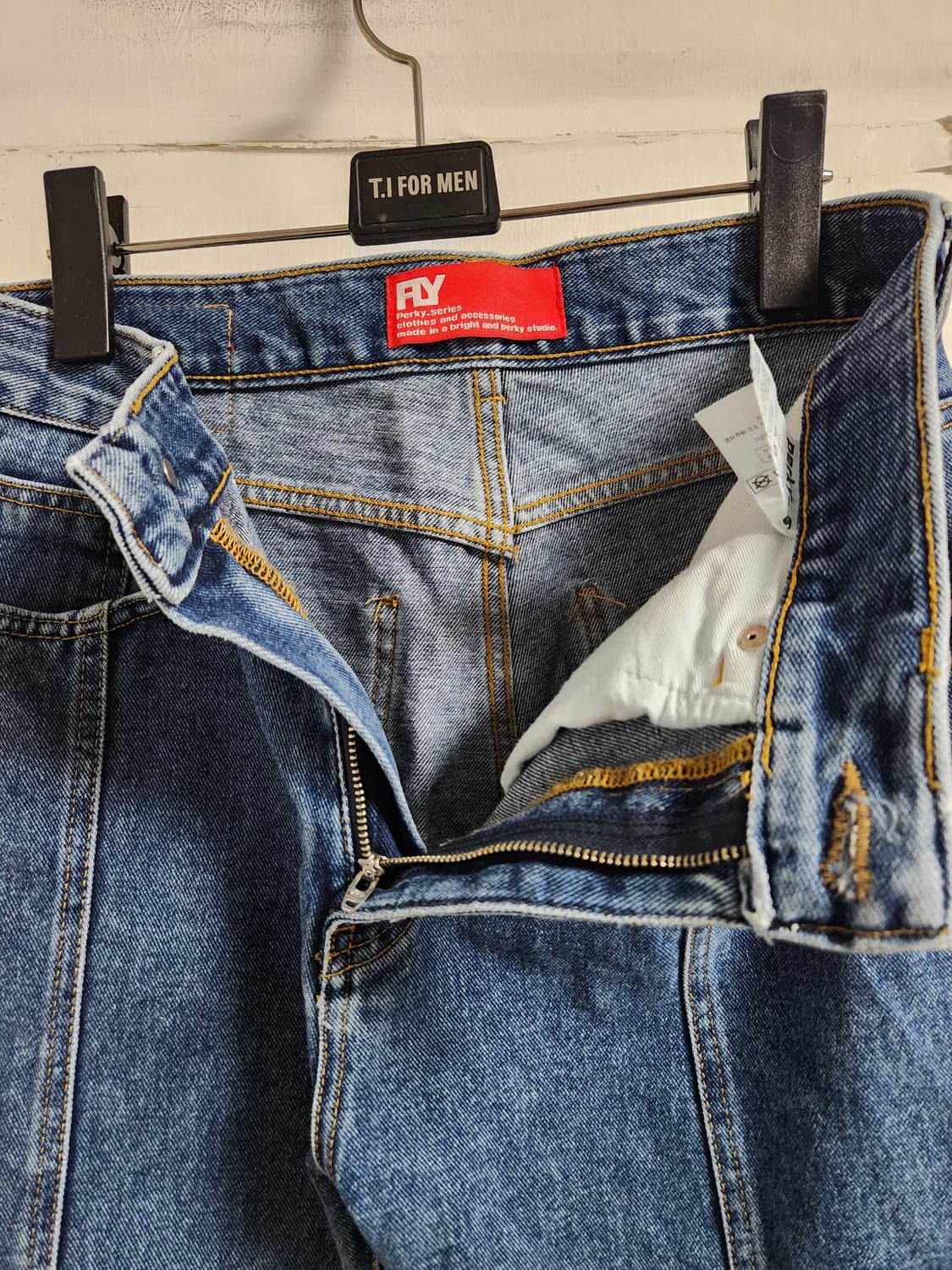 FLY 진청-그린 투톤 데님 팬츠 29 상품이미지4