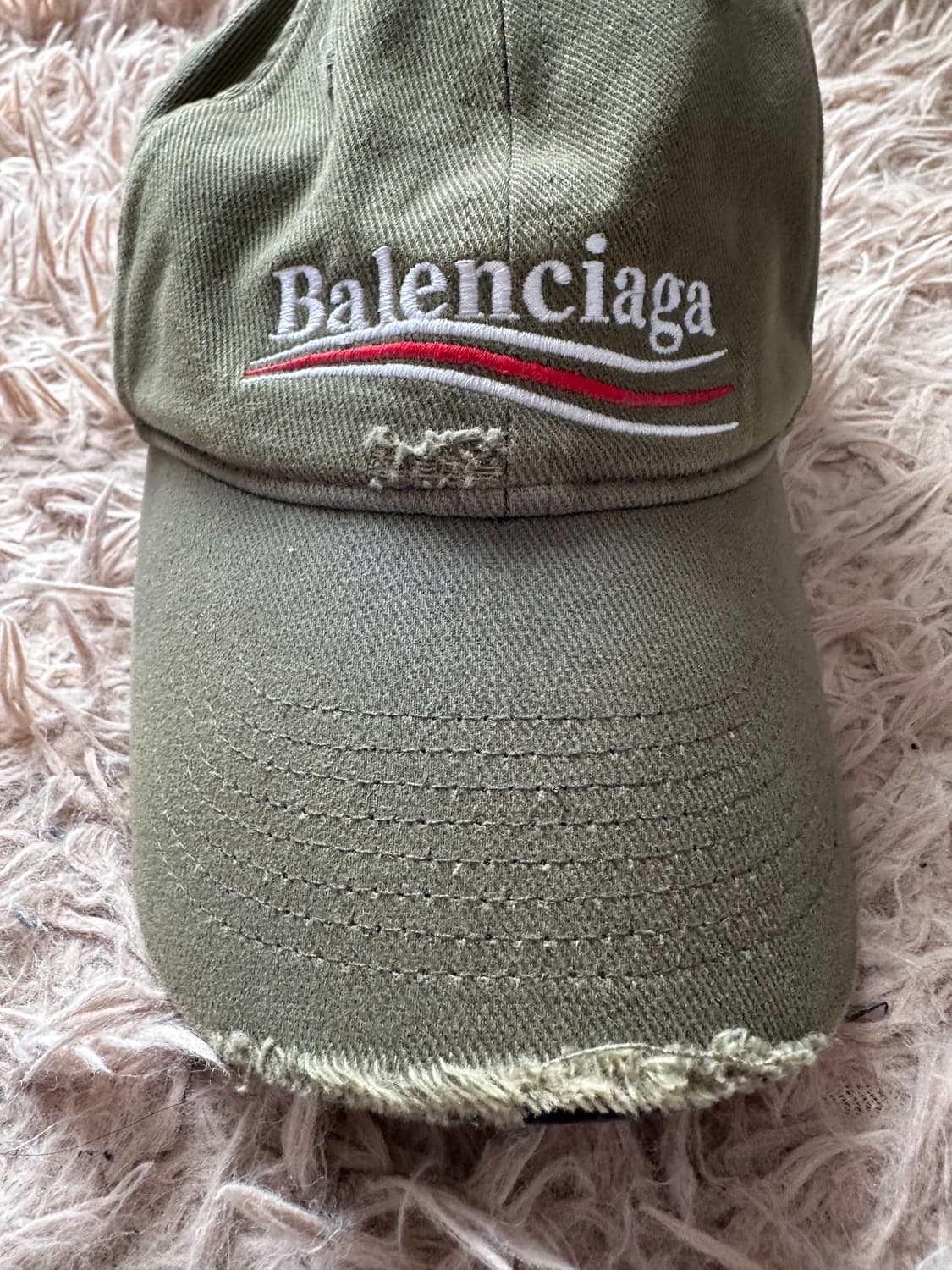 발렌시아가 디스트로이드 볼캡 카키 라지 상품이미지3