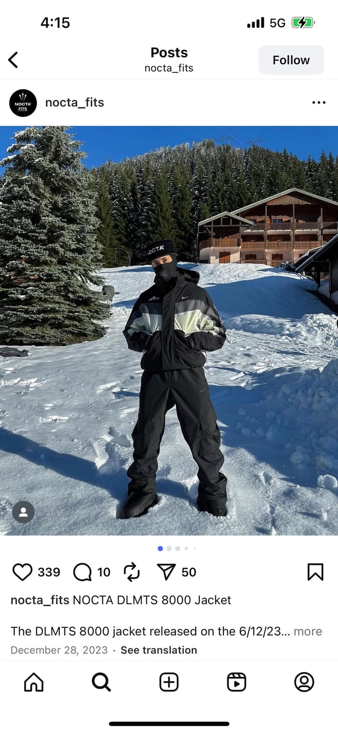 [M] 나이키 × 드레이크 녹타 8K 픽스 트랙 팬츠 블랙 상품이미지2