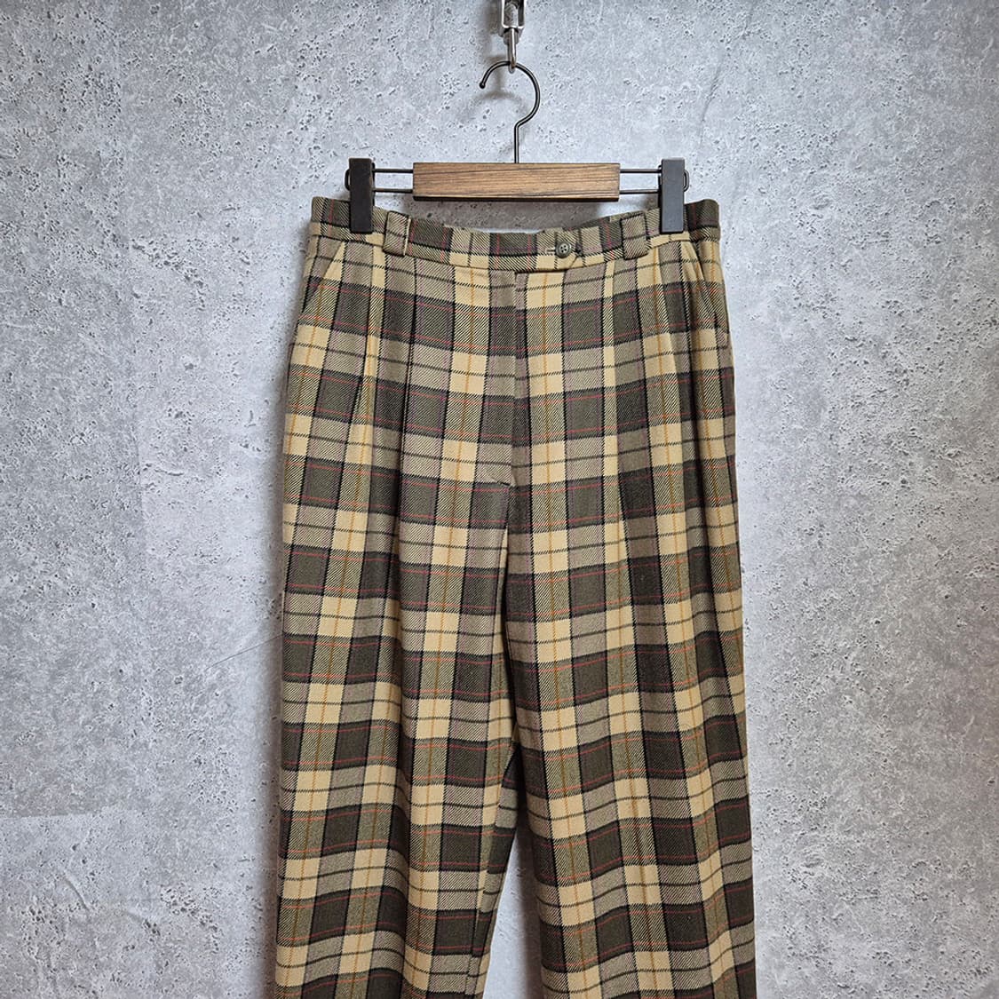 BON DEUX 여성 울 체크 팬츠(30, Made In Japan)  상품이미지3