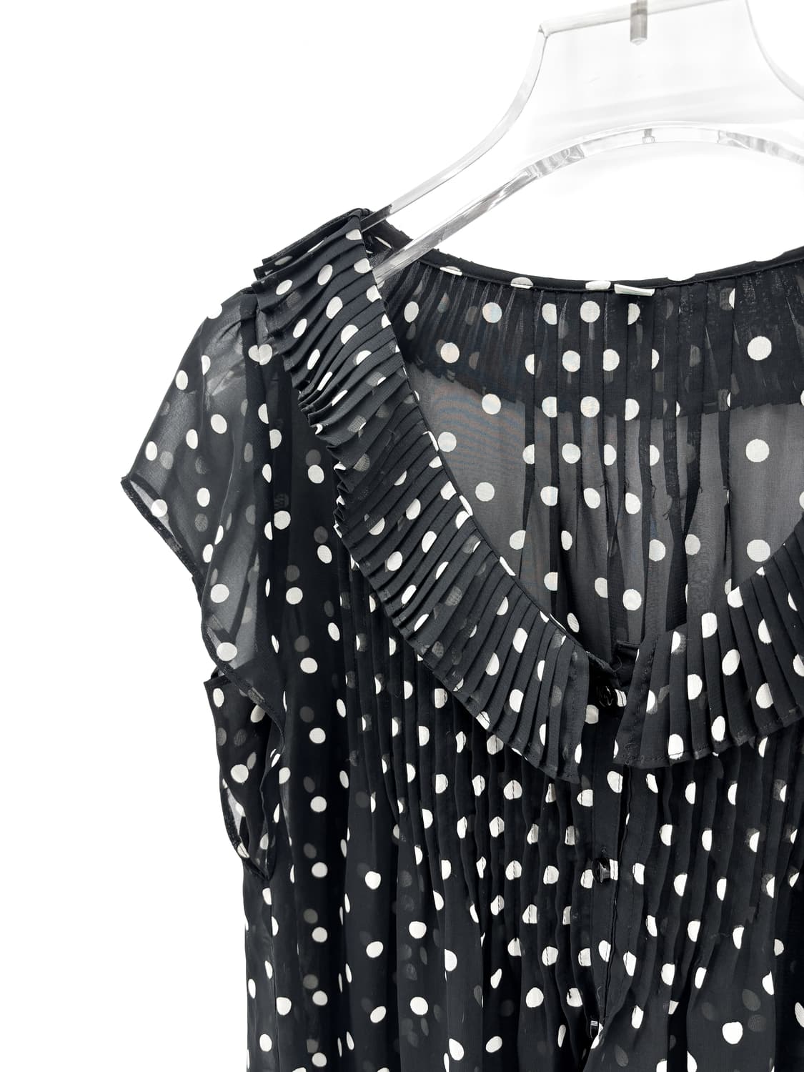 빈티지 도트 플리츠 블라우스 상품이미지5