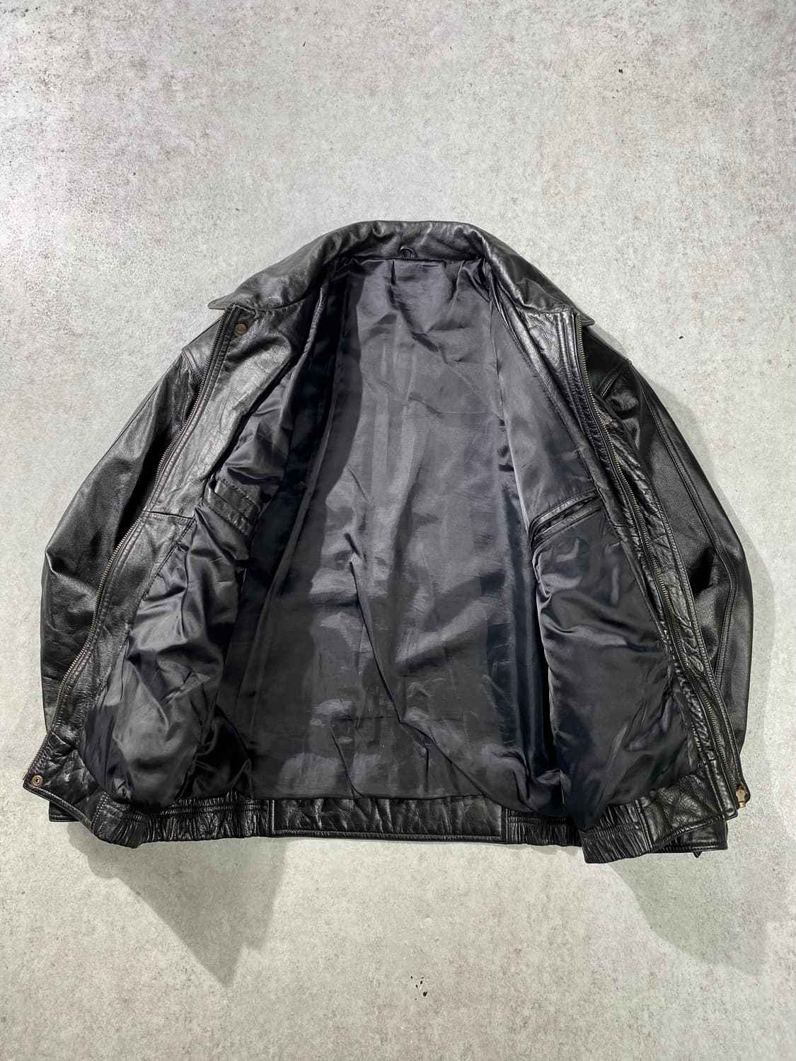 [M-L] Vintage 빈티지 양가죽 블랙 레더 봄버자켓 상품이미지5