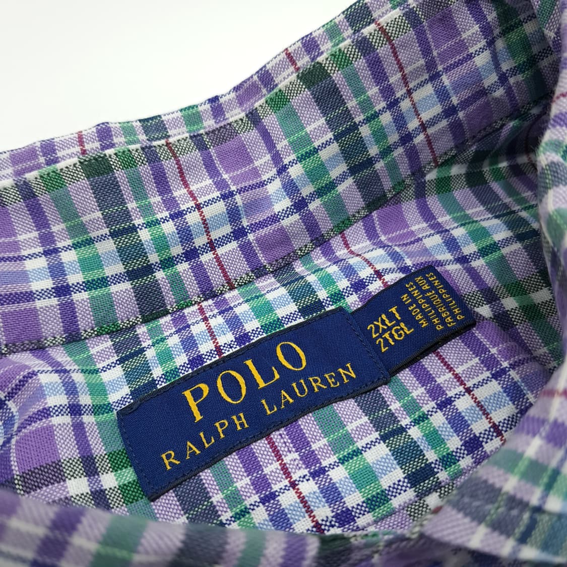 CN787 2XLT 폴로 랄프로렌 라벤더그린 타탄체크 긴팔 셔츠 남방 상품이미지4