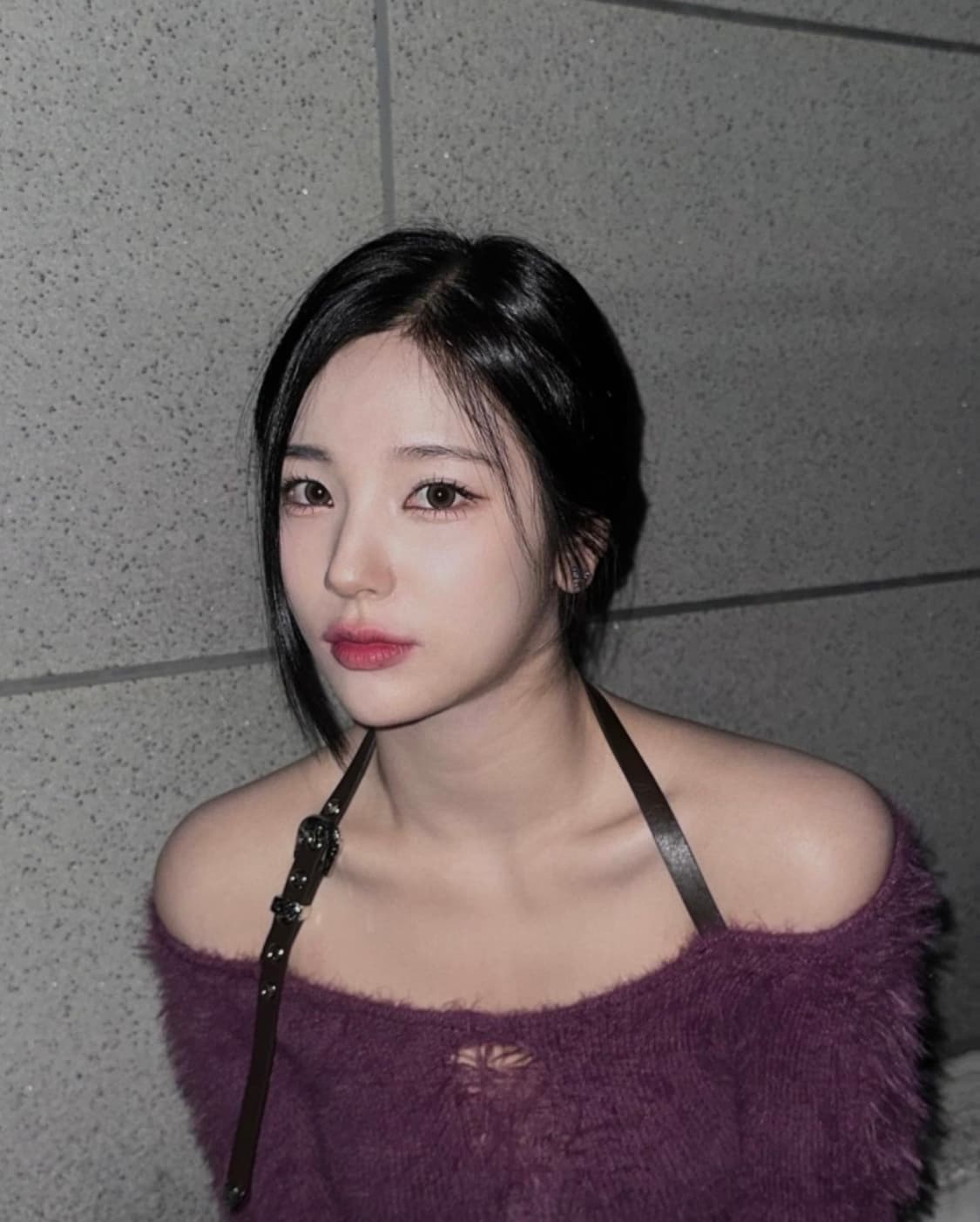 한소희 니트/1JINN STUDIO 퍼플 크롭 니트 상품이미지4