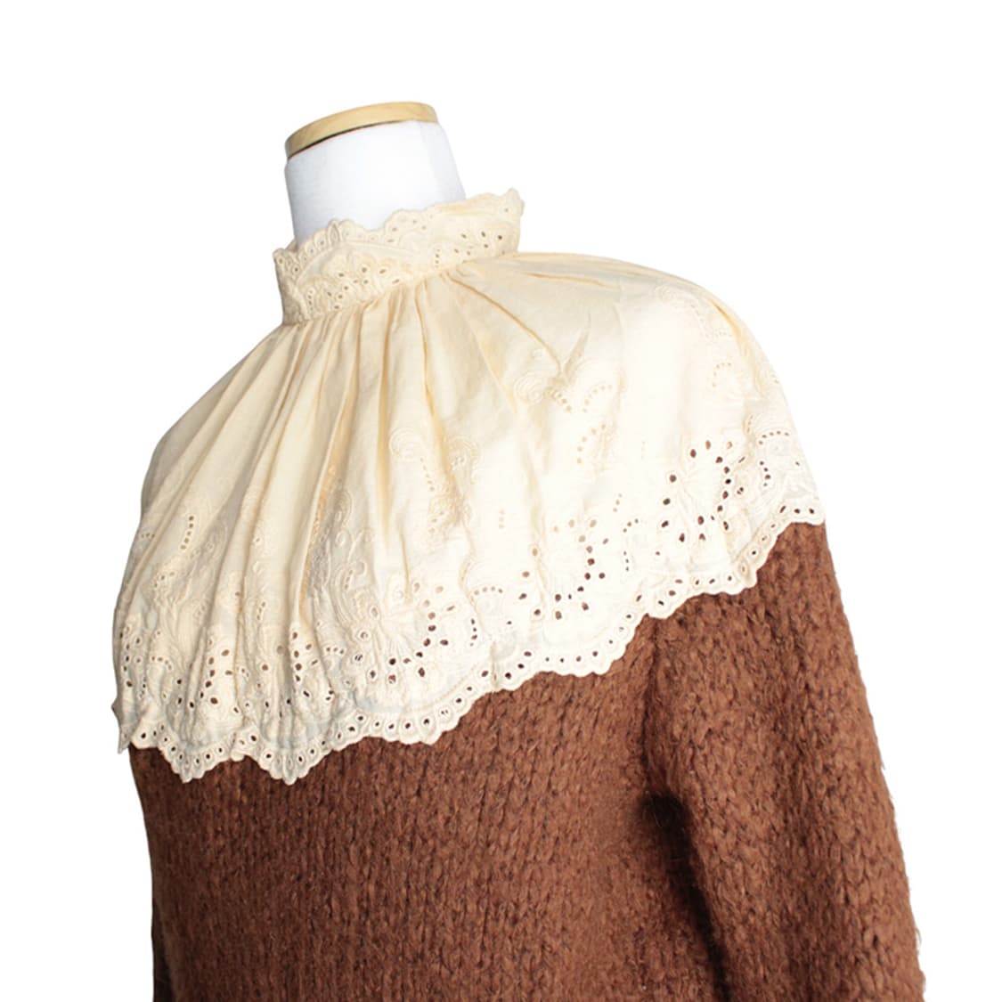 자라 레이스 트림 브라운 니트 상의 44 상품이미지4