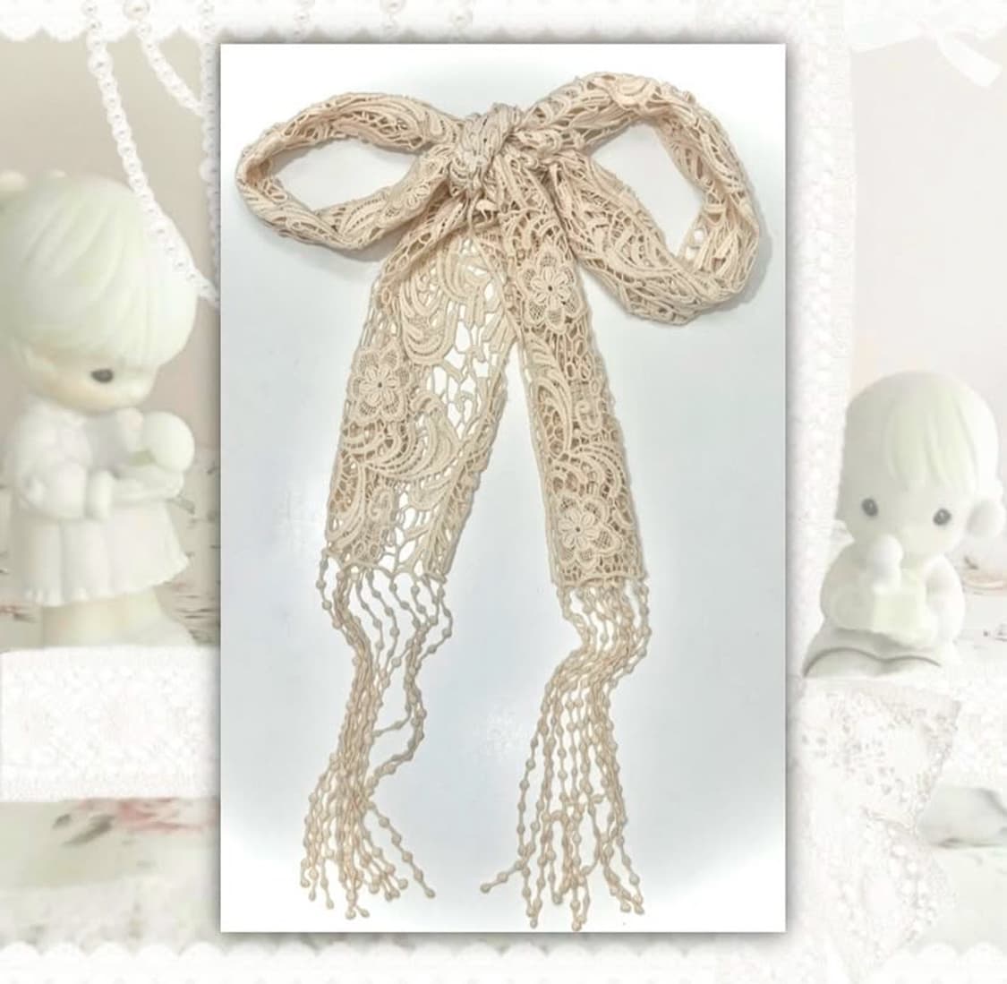 퍄뮤빈티지 레이스 크로쉐 리본 스카프 모리걸하구미라떼갸루로걀페어리공겜 상품이미지1