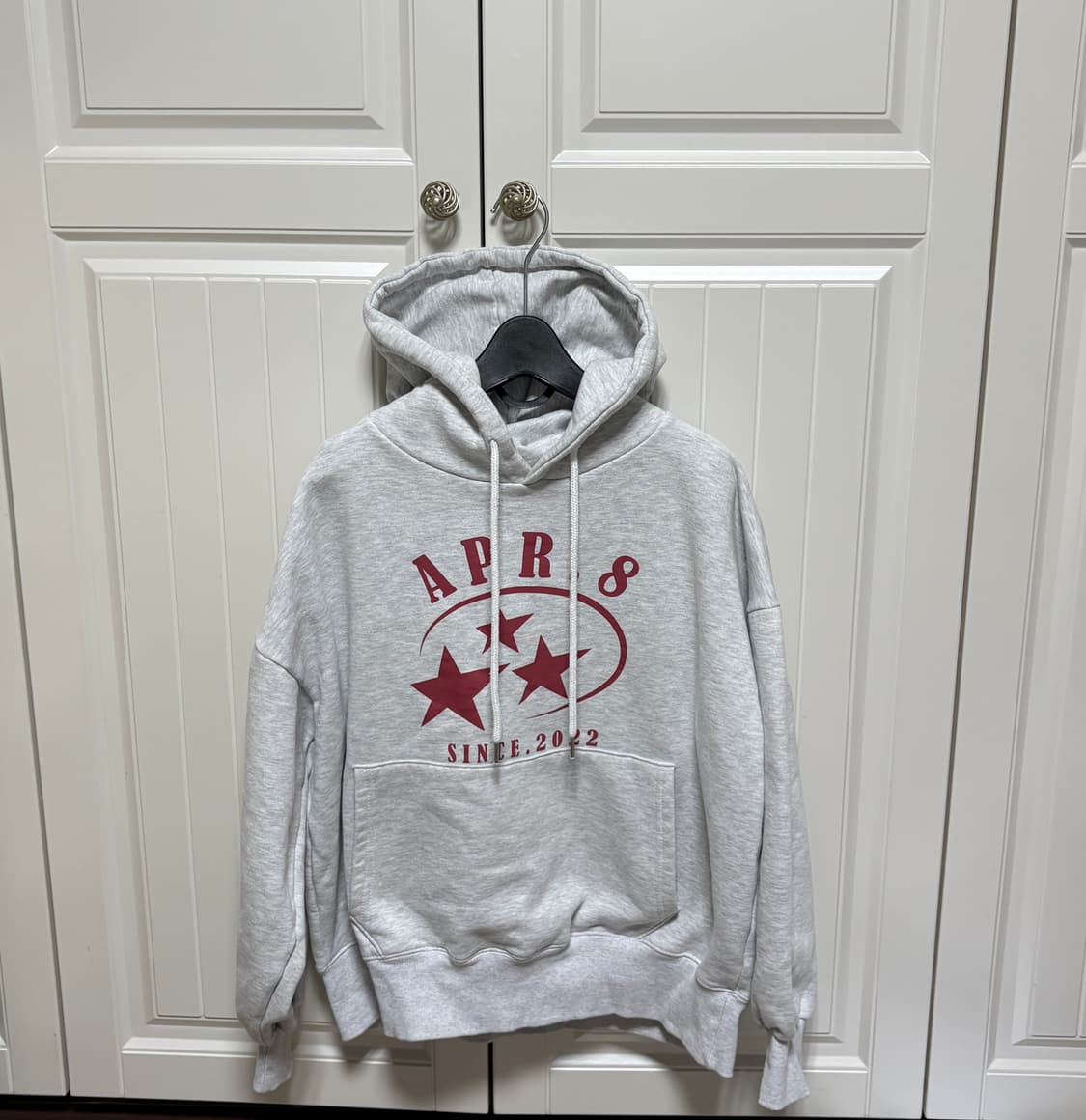 APR8 STAR LOGO HOODIE 멜란지 그레이 상품이미지1