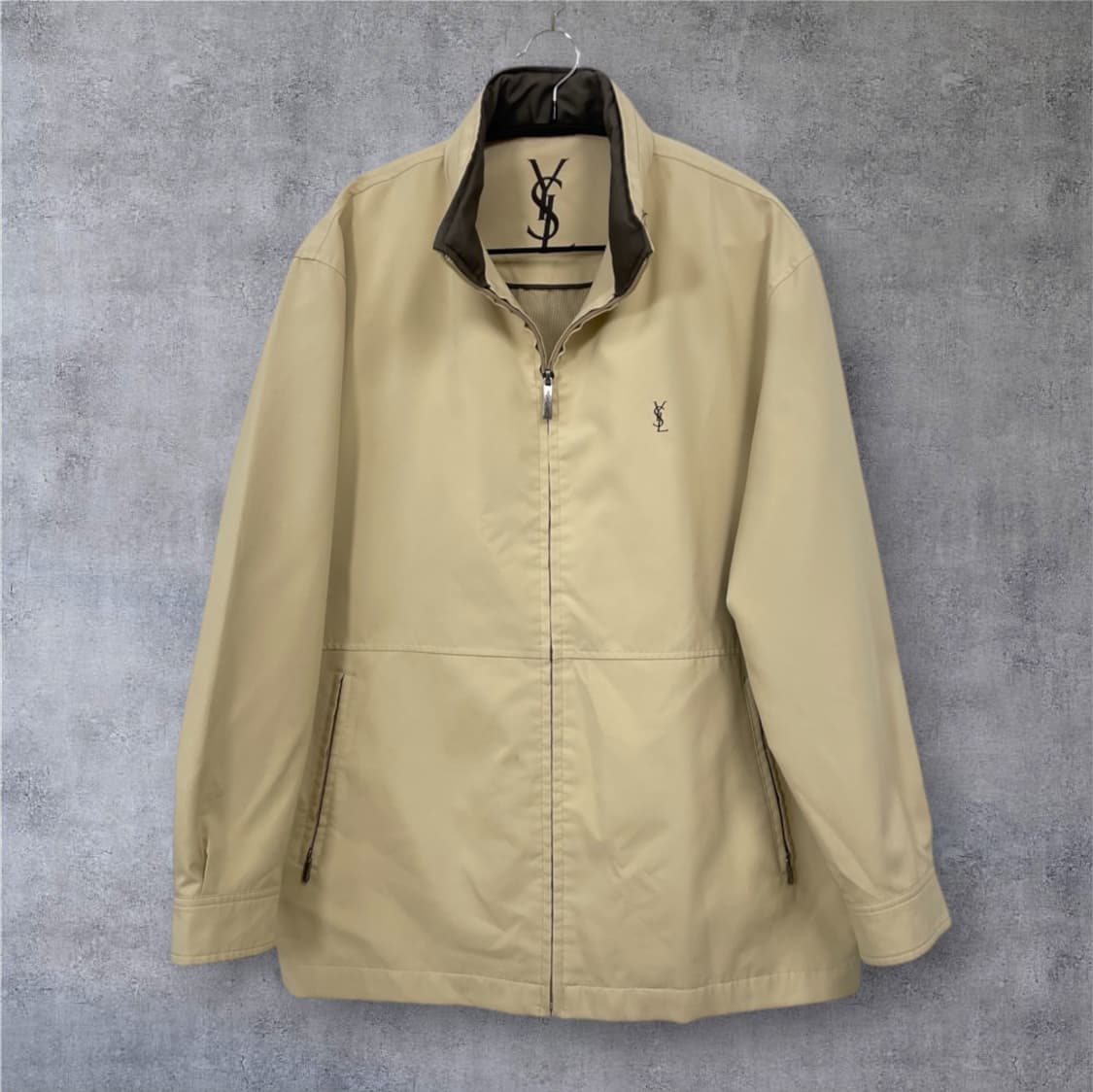 입생로랑 YSL 베이지 미니멀 블루종 자켓 95 상품이미지2