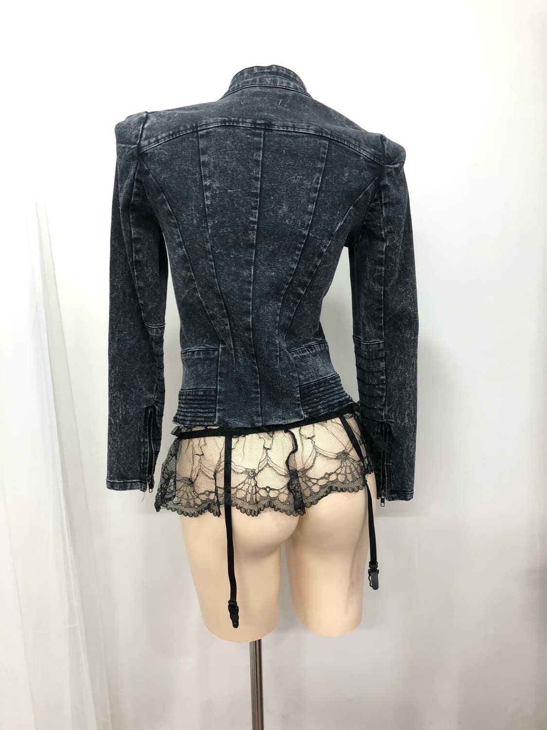 y2k navy stone-washed biker jacket 상품이미지3