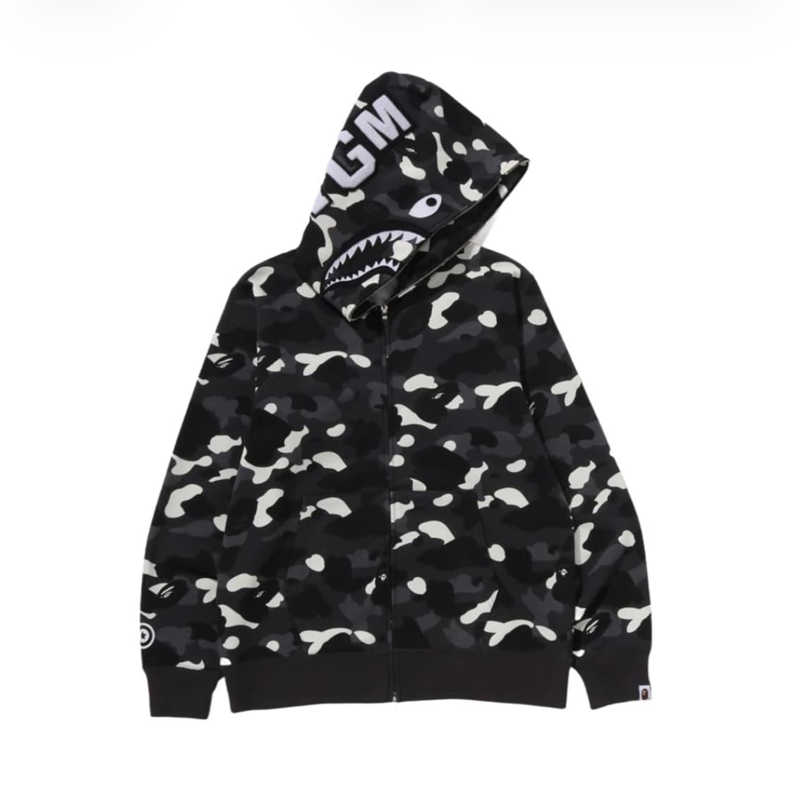 (새상품) 베이프 시티 카모 샤크 풀 집 후드 블랙 L 상품이미지1
