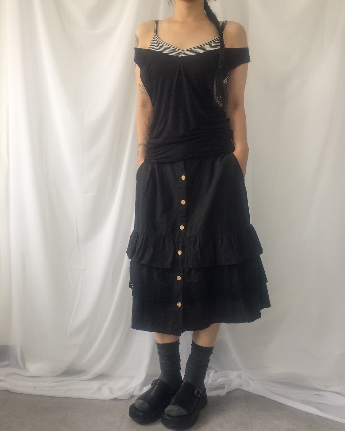 Punching point layer midi skirt 상품이미지8