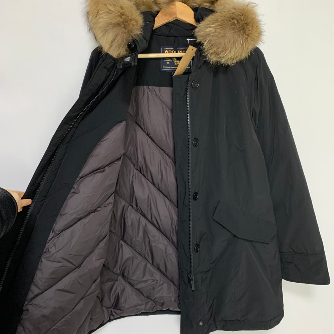 울리치 빈티지 블랙 후드 롱 퍼 야상 점퍼 투웨이 지퍼 y2k 상품이미지6