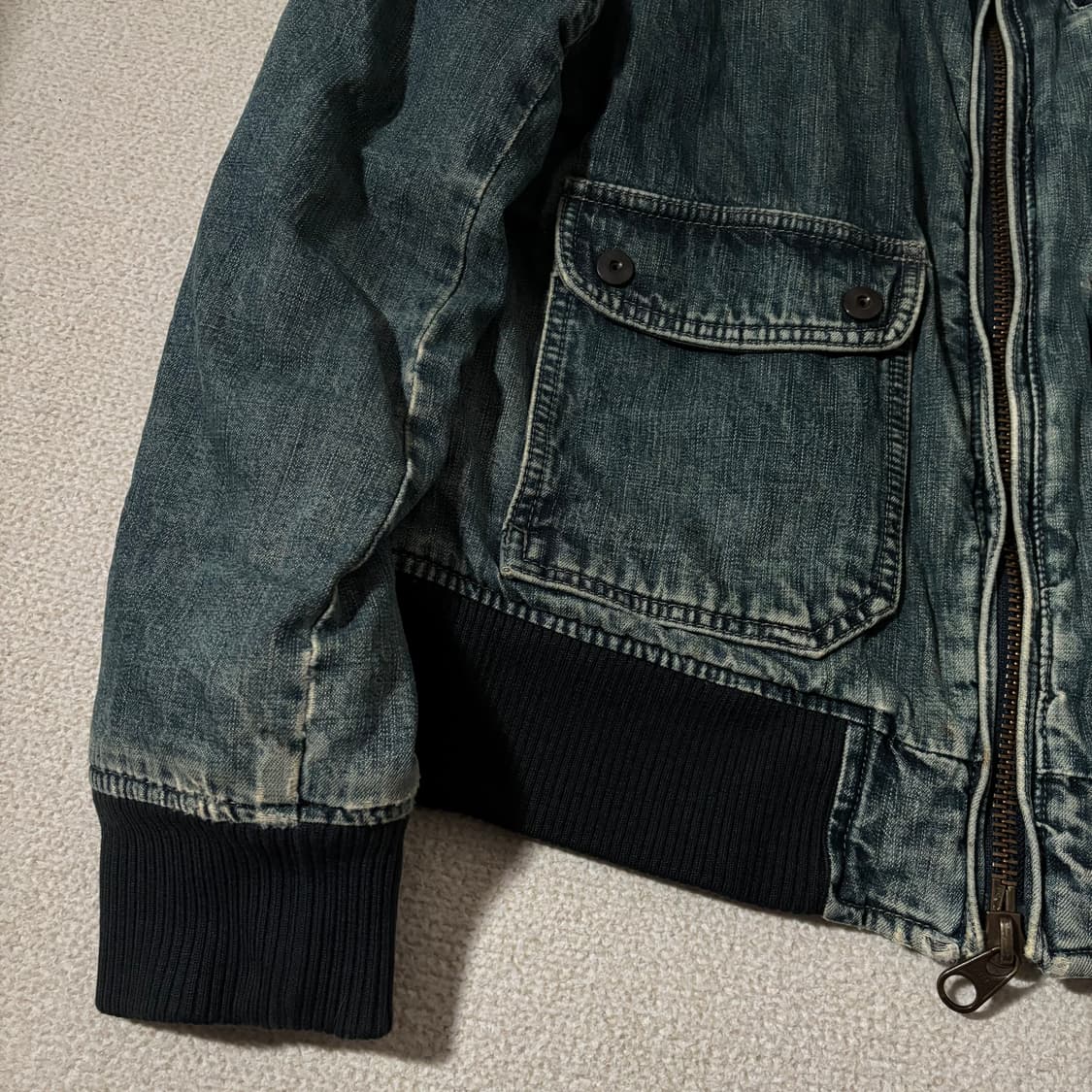 일본빈티지 johnbull 투웨이 퍼 워싱 청 무스탕 자켓 상품이미지4