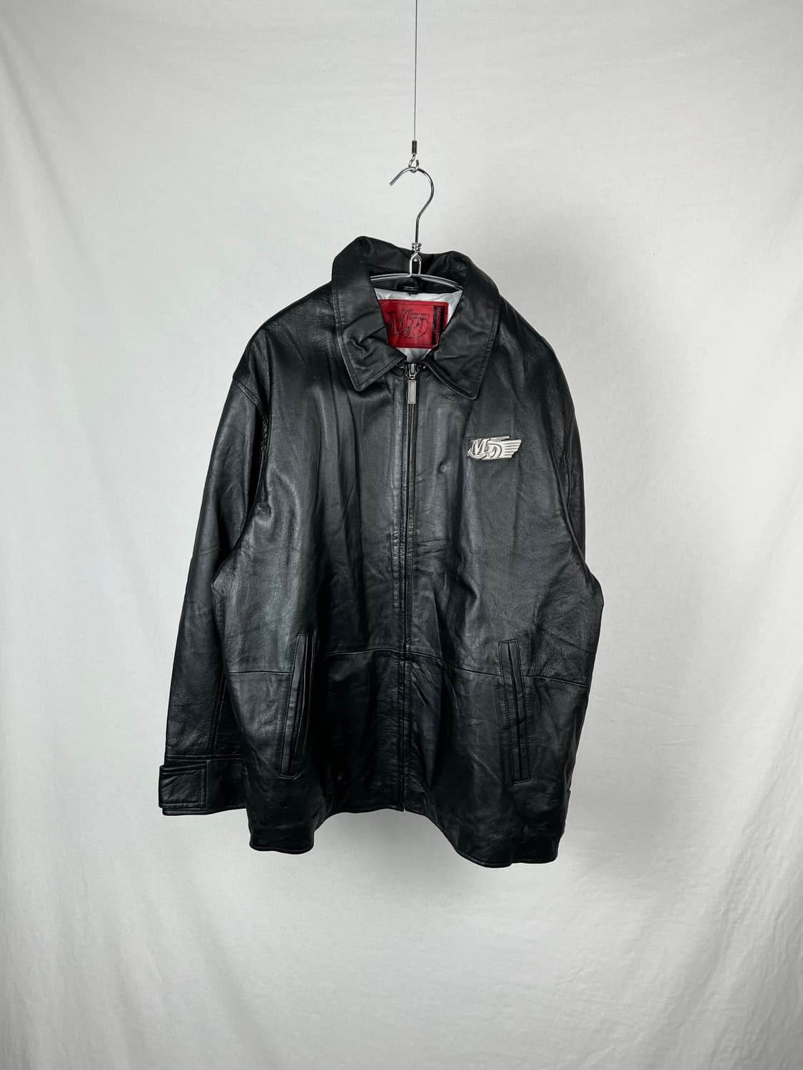 Vintage 브로치 레더 자켓 상품이미지1