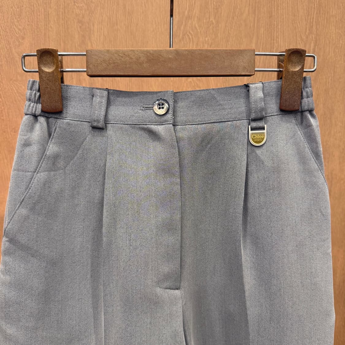끌로에 하프 팬츠 슬랙스 핀턱 와이드핏 디테일 밴딩 반바지 그레이 상품이미지4