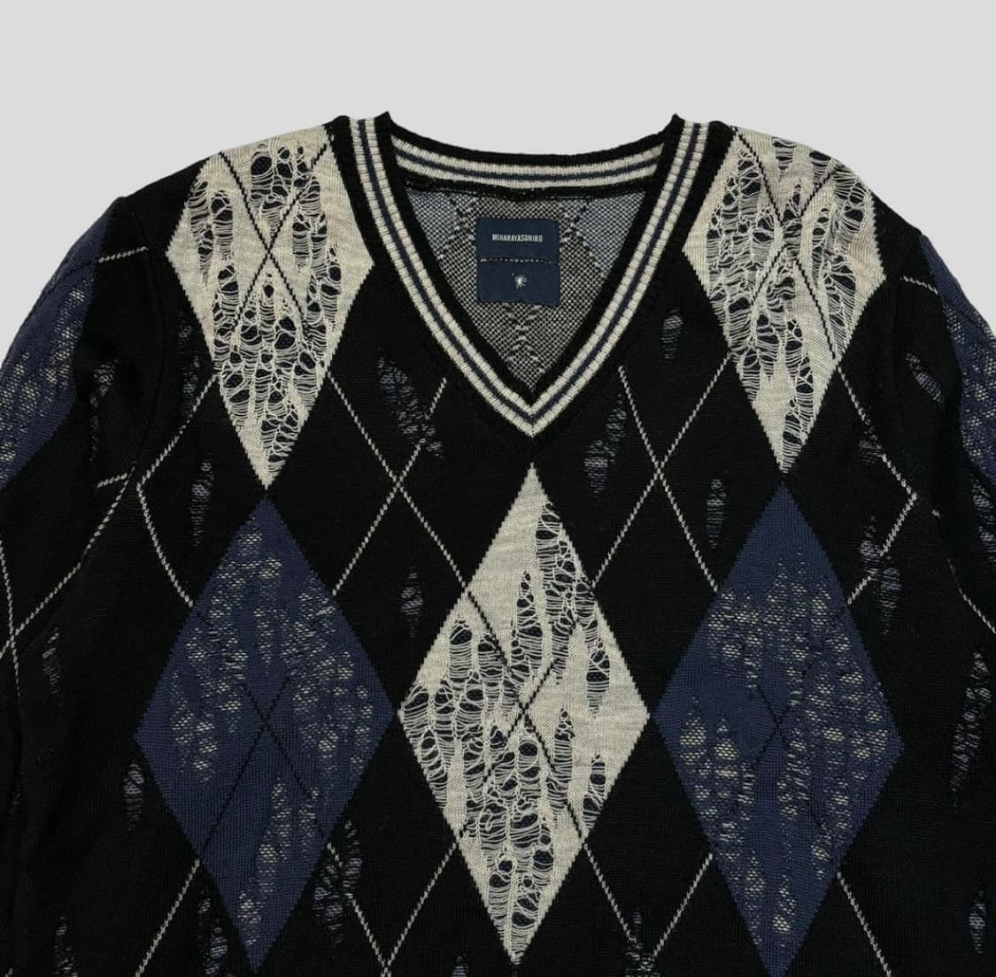 MIHARAYASUHIRO damage processed argyle 상품이미지2
