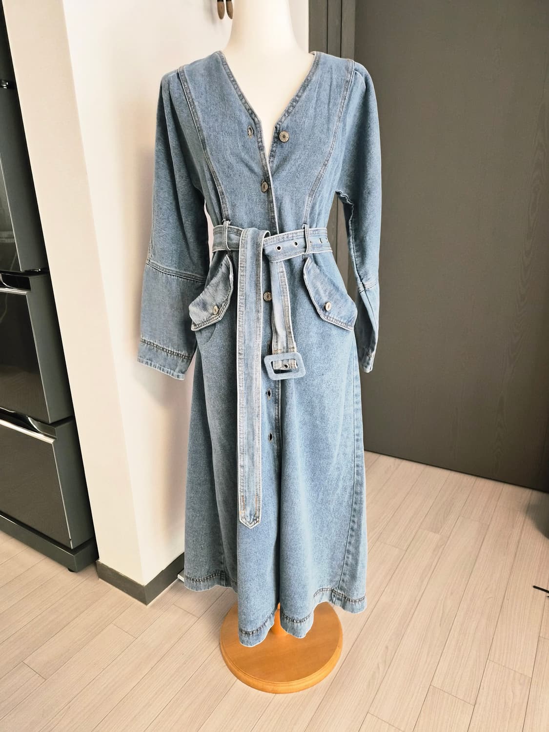벨티드 롱 데님 원피스 & 아우터 (투웨이 연출 가능) 상품이미지1