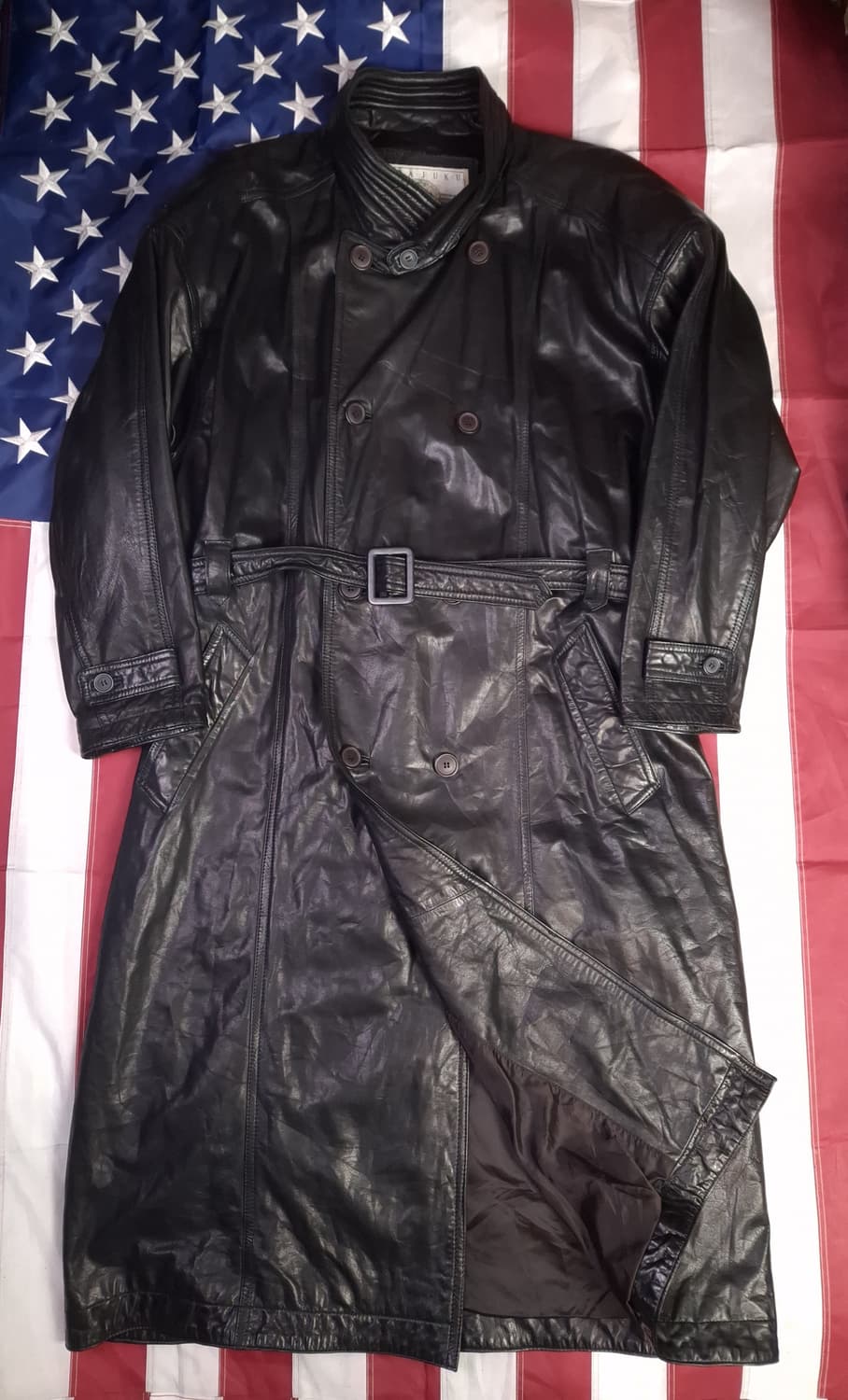 80'일본판 하라주쿠 리얼레더 더블 트렌치코트 상품이미지1