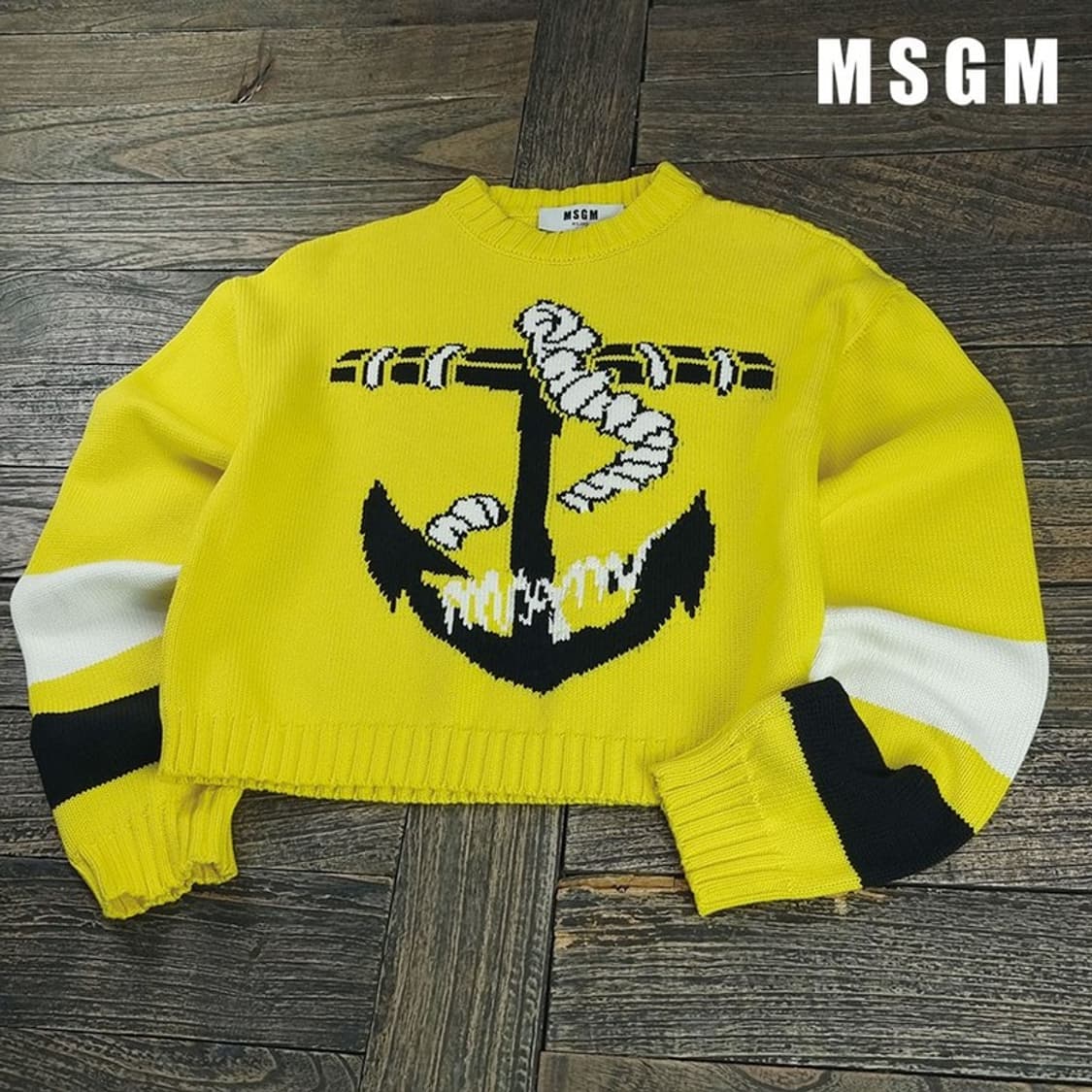 [엠에스지엠] 그래픽 자카드 오버핏 크롭 니트 P01485 상품이미지1