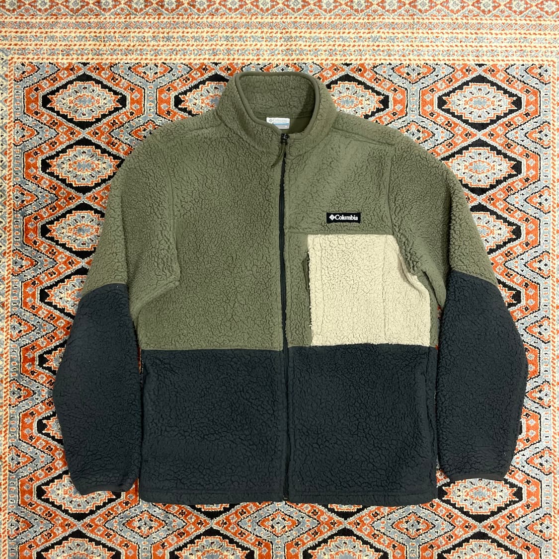 컬럼비아 카키 콤비 플리스 집업 자켓 남성M 상품이미지1