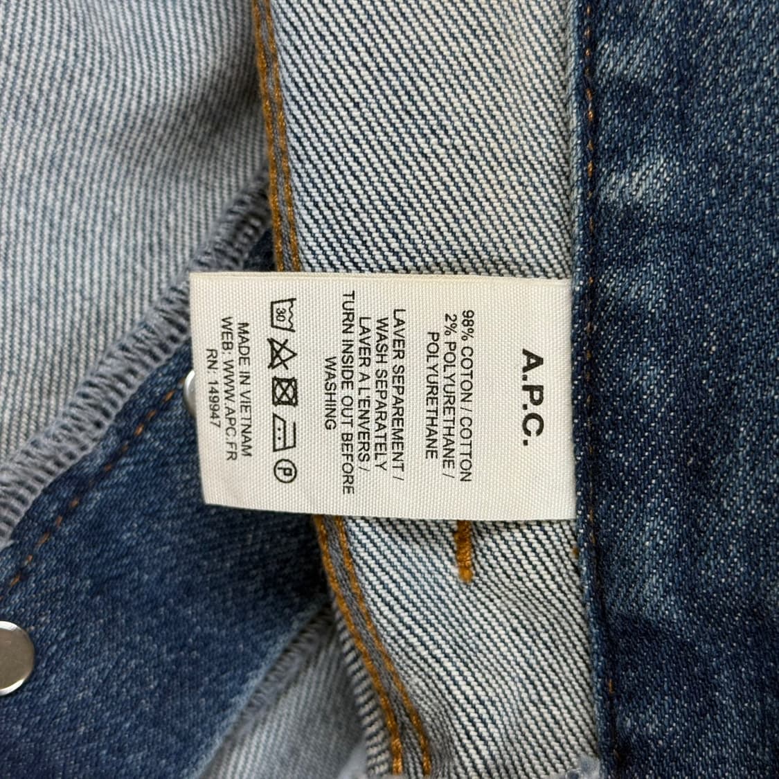 33 아페쎄(A.P.C.) 쁘띠 스탠다드 중청 데님팬츠 청바지 상품이미지6