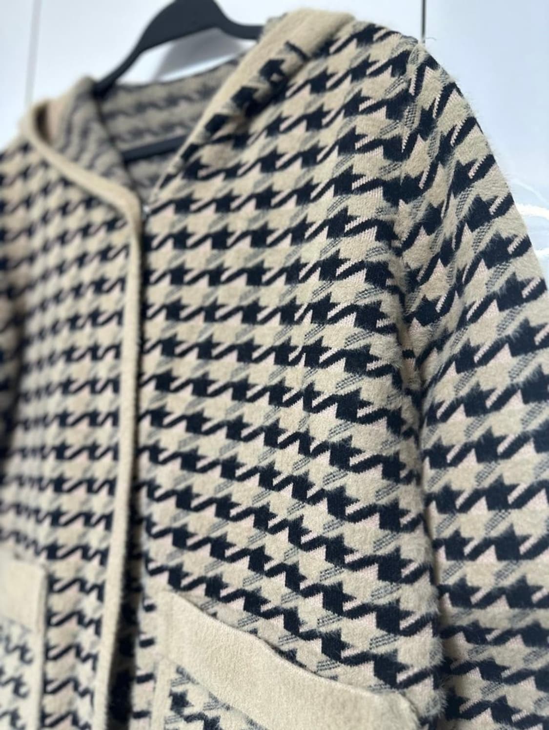 담비소재하운드투스 체크 후드 롱 가디건 상품이미지5