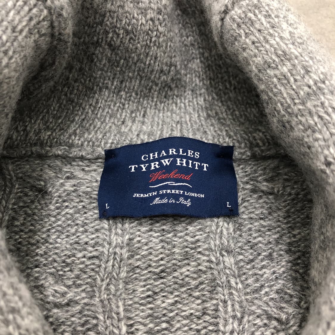 찰스티릿 울 캐시미어 케이블 니트 꽈배기 스웨터 가디건 L 상품이미지2