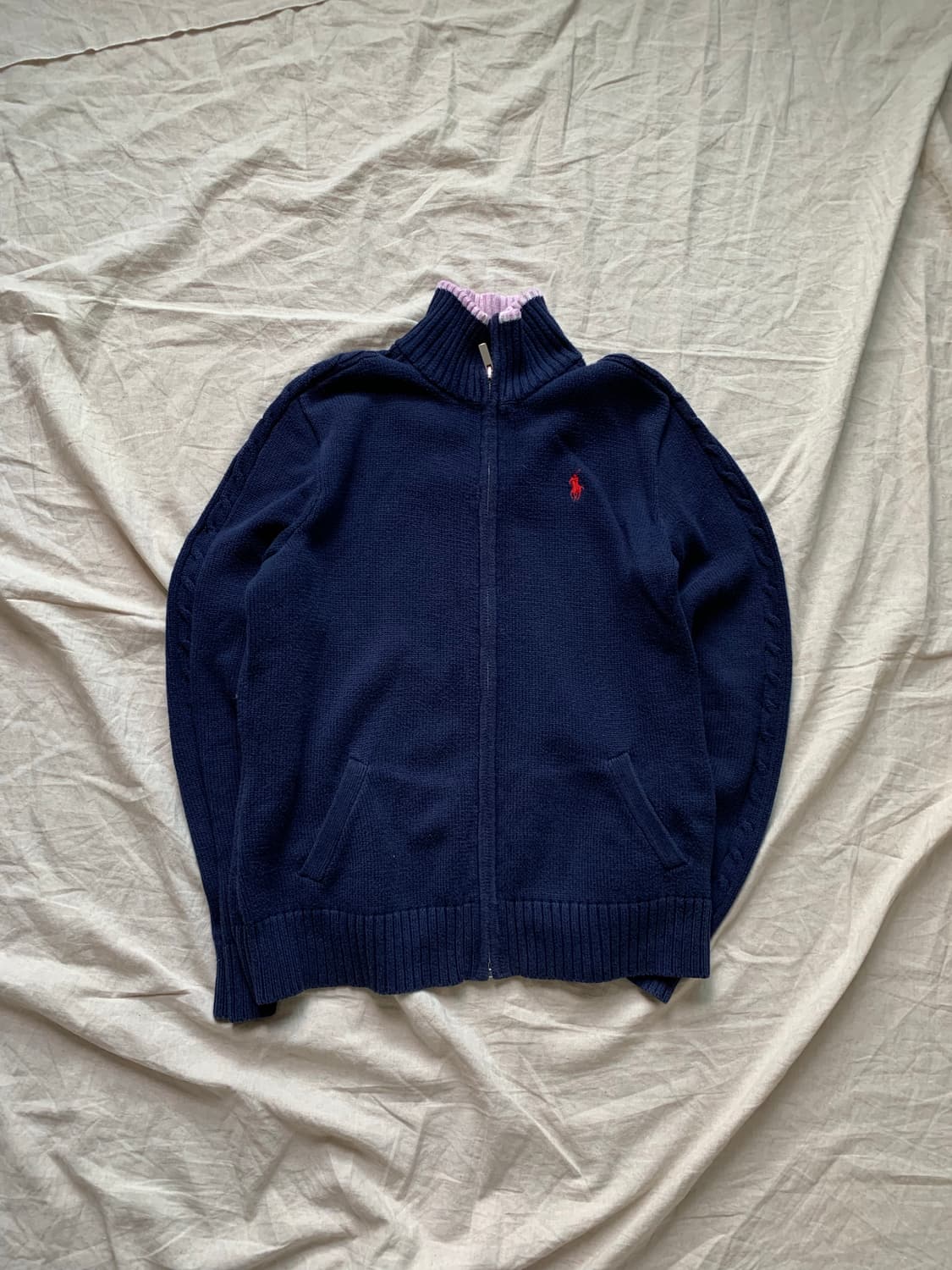 폴로 랄프로렌 포니 로고 네이비 니트 집업 상품이미지5