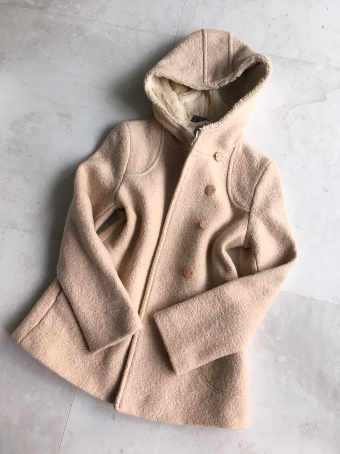 울 100% 빈티지 꽃단추 사토미 코트 상품이미지3