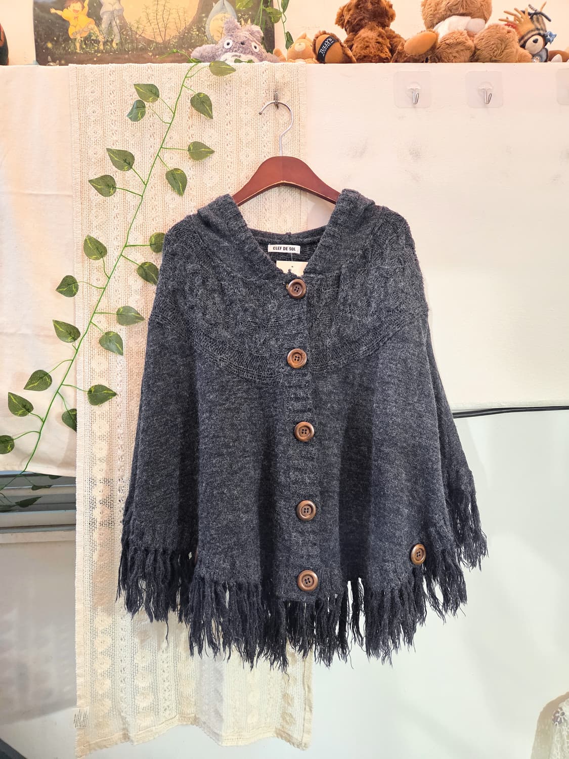 차콜 케이프 가디건 상품이미지1