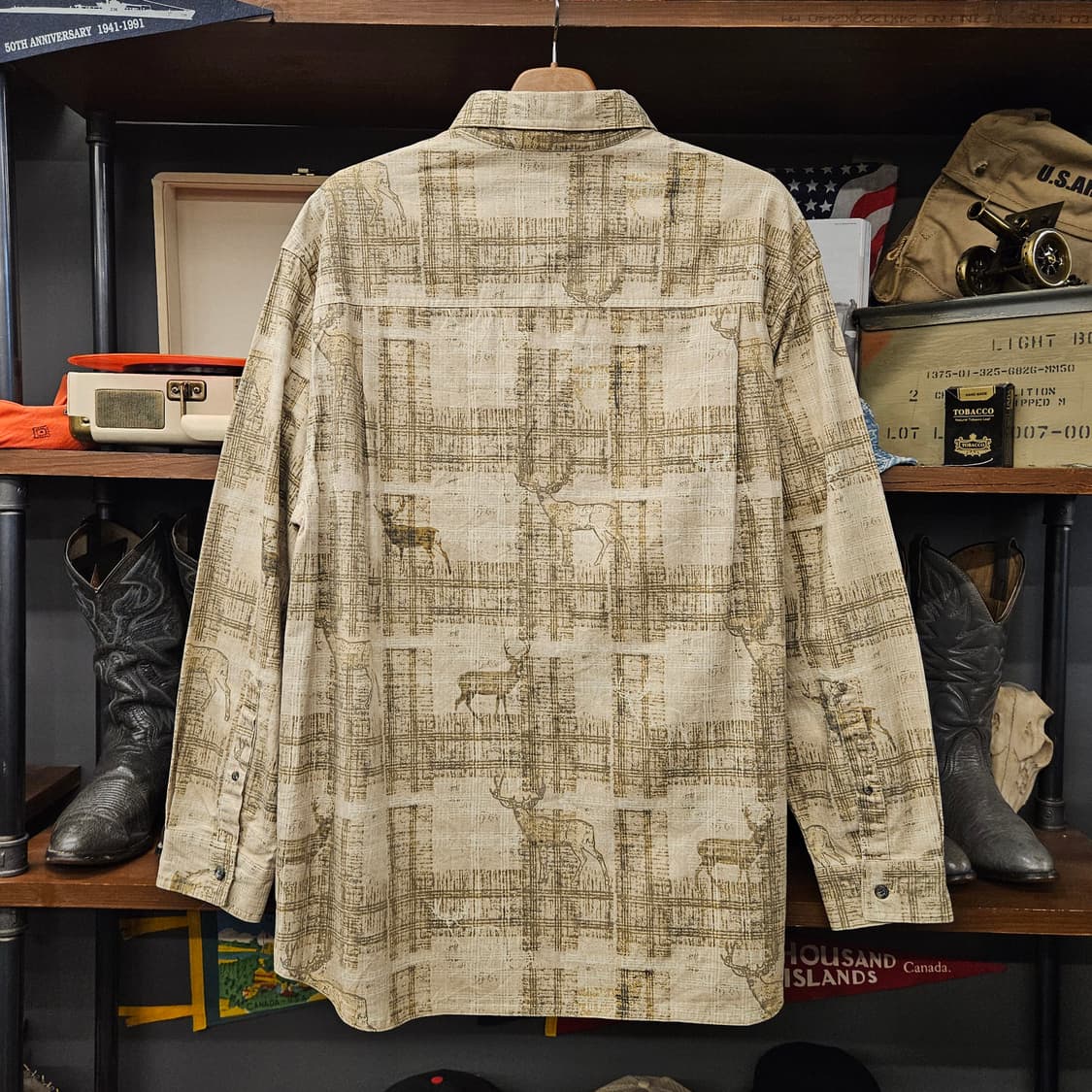 90s 콜롬비아 애니멀 실루엣 아웃도어 헌팅 리버 로지 셔츠 N1128 상품이미지2