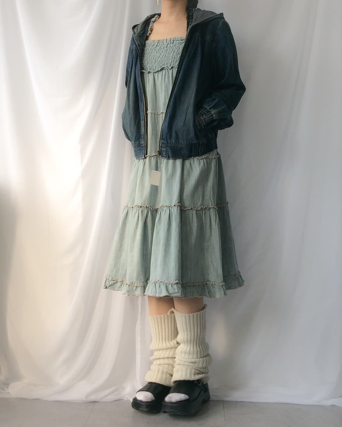 Washing denim hood zip up 상품이미지7