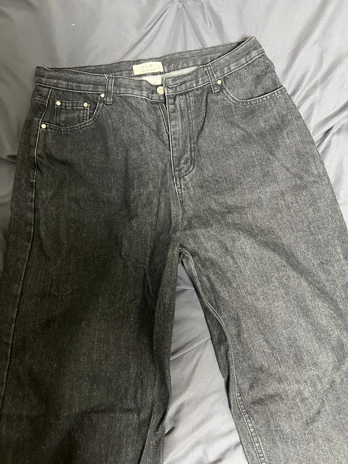 굿라이프웍스 이지 와이드 데님 팬츠 딥블랙 상품이미지2