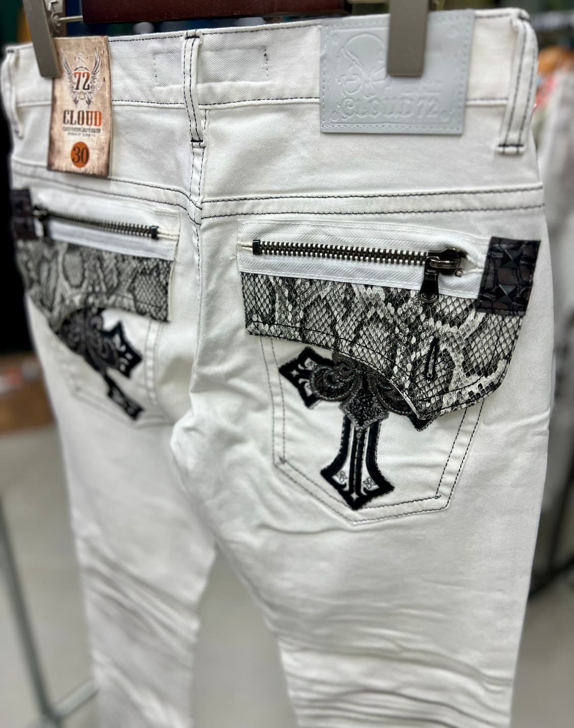 화이트 뱀피 포인트 가죽 PANT  상품이미지5