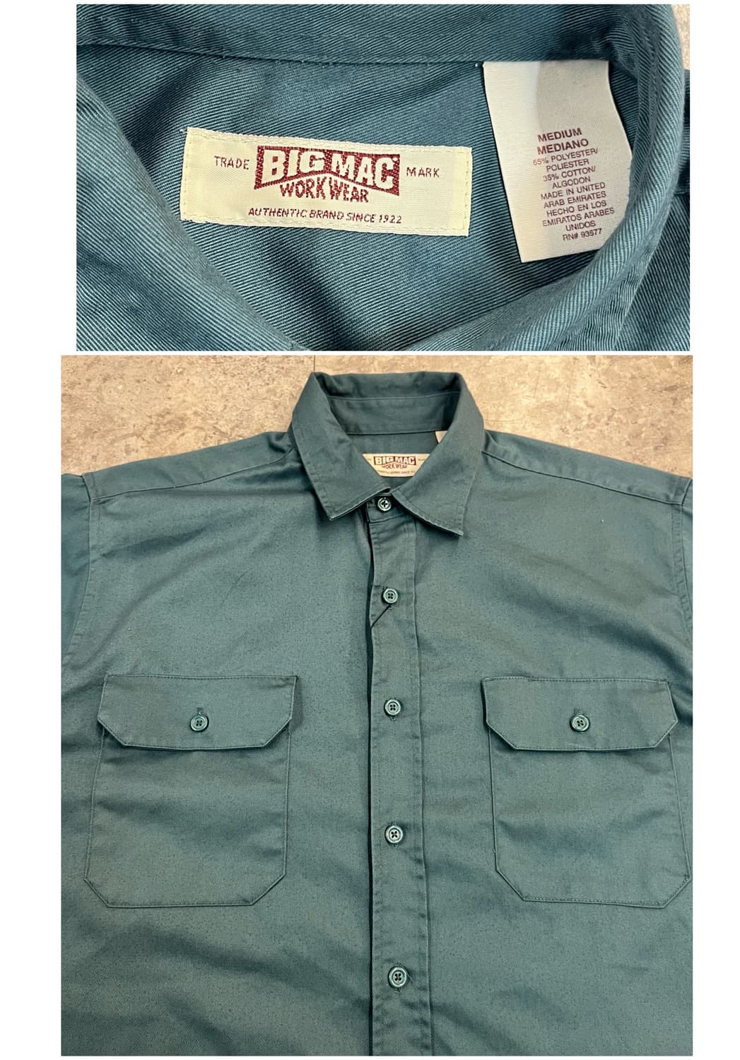 빈티지 BIG MAC 워크 반팔 셔츠 그린 M #csz3902 상품이미지3