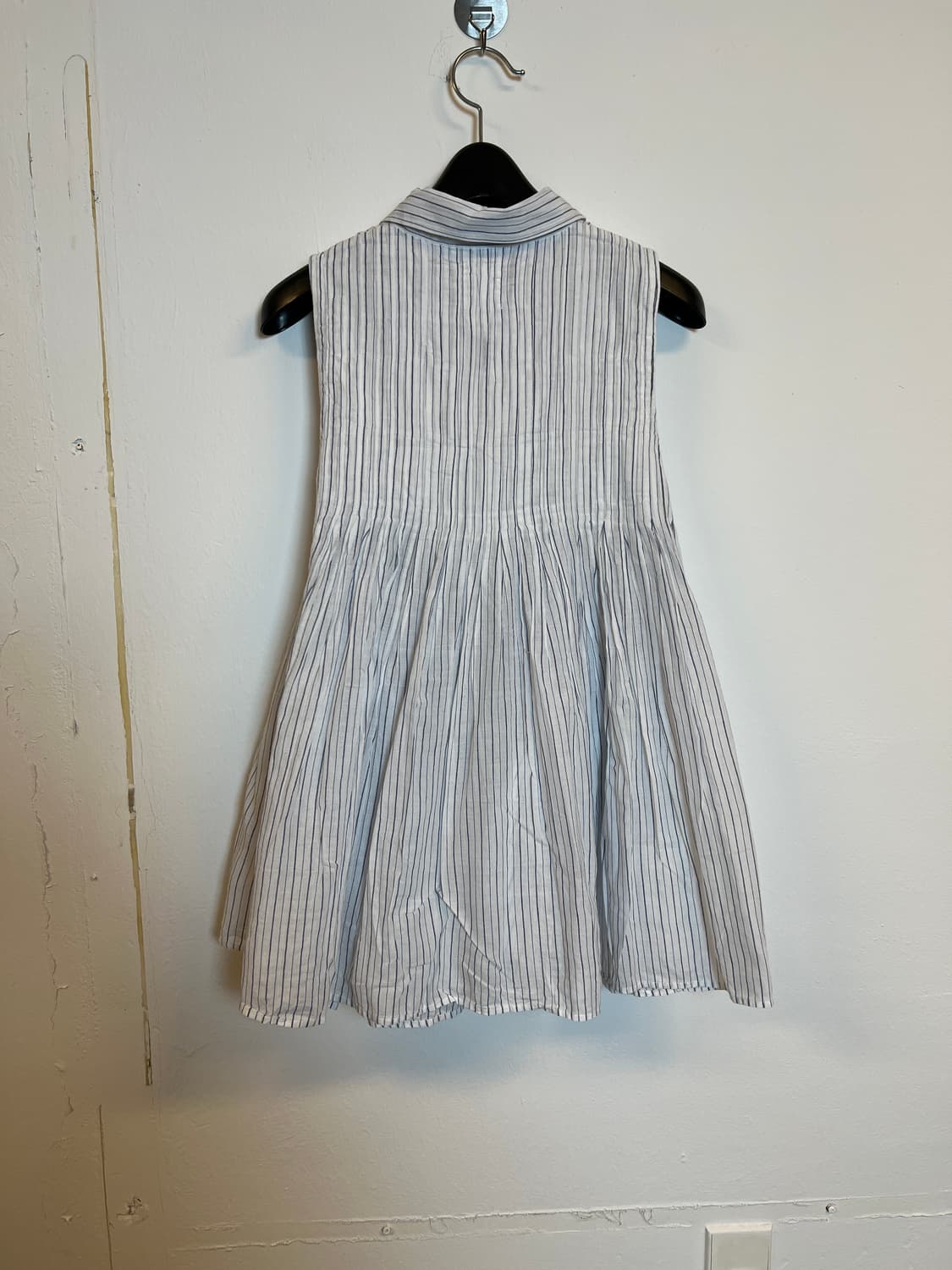 T086 JPN 라이트블루 스트라이프 슬리브리스 셔츠 원피스 OS 상품이미지2