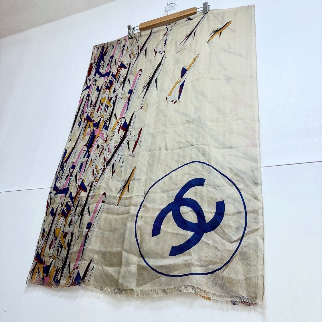 샤넬 빈티지 비행기 패턴 스카프 머플러 상품이미지8