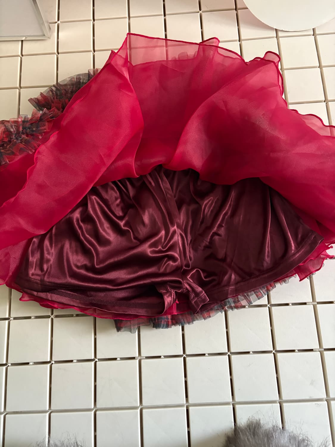 체크 쉬폰치마 상품이미지8