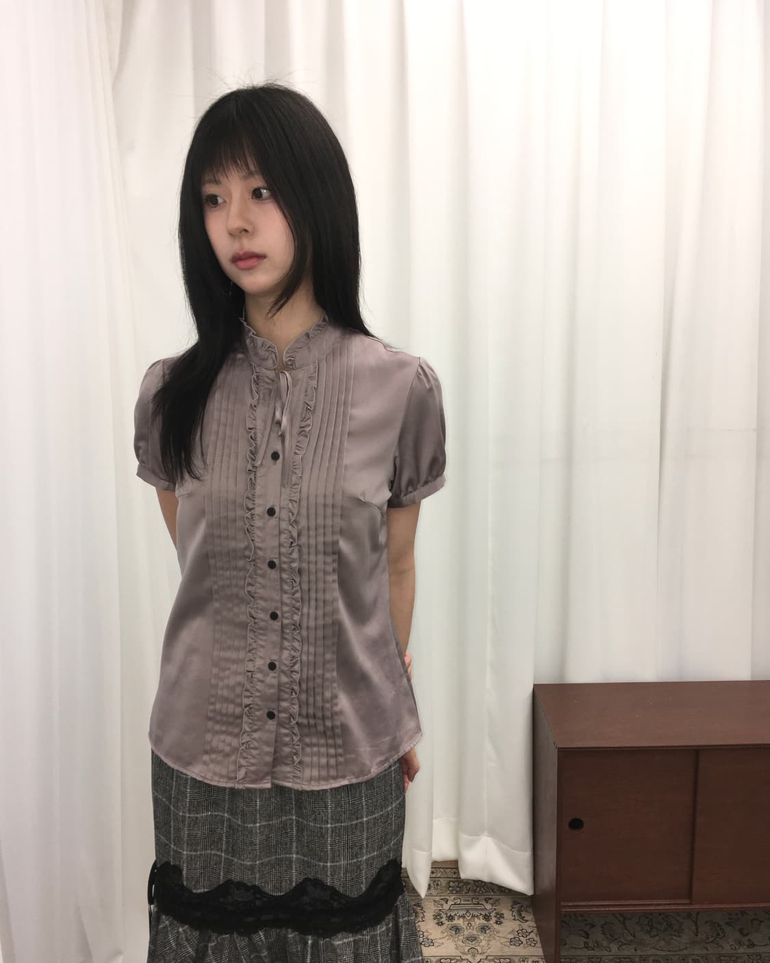 핑크 프릴 블라우스 상품이미지1