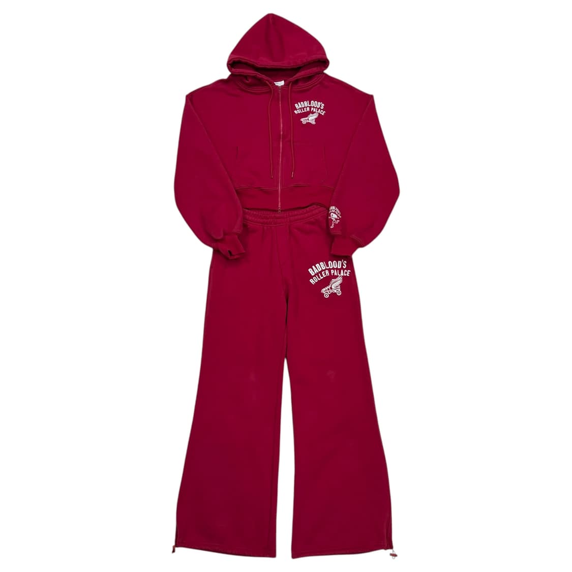 배드블러드 롤러 팰리스 크롭 후드집업 스트링 바지 셋업 세트 레드 S 상품이미지1