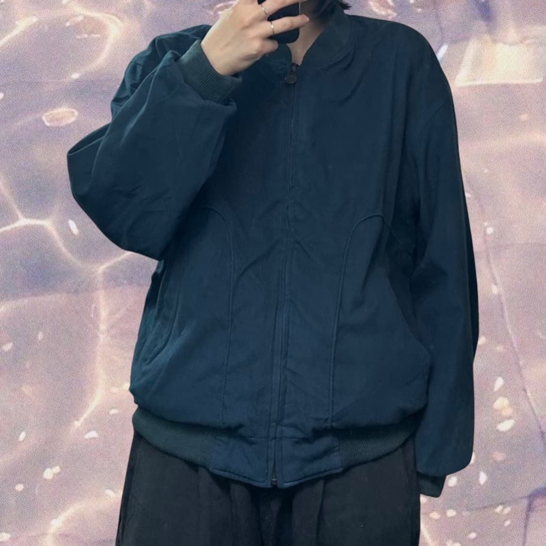 런던포그 리버시블 스웨이드 울 체크 블루종 자켓 점퍼 100 L  상품이미지2