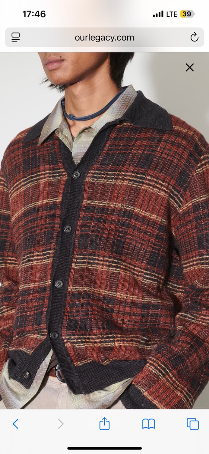 아워레가시 이브닝폴로 가디건 러스트체크 48사이즈 상품이미지2