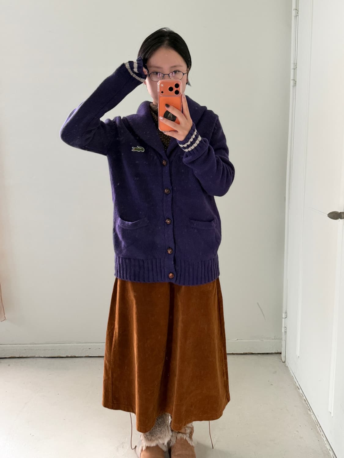 일본빈티지 카멜 코듀로이 플레어스커트 상품이미지4