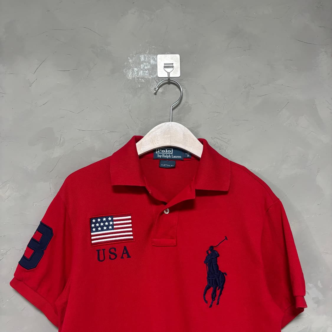 폴로 랄프로렌 USA 성조기 빅포니 카라티 반팔 레드 상품이미지2